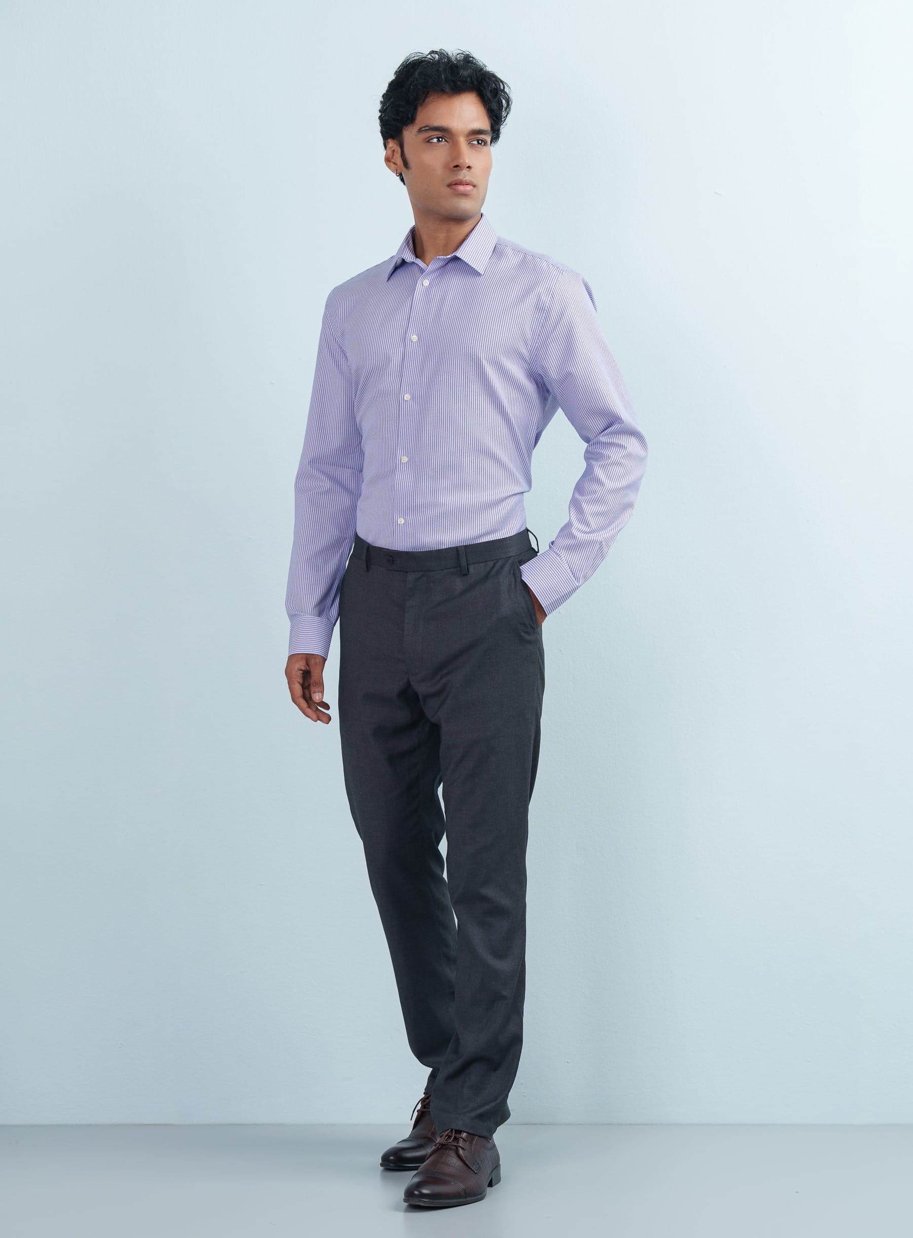 Purple Micro Stripe Formal Shirt full sleeve front view